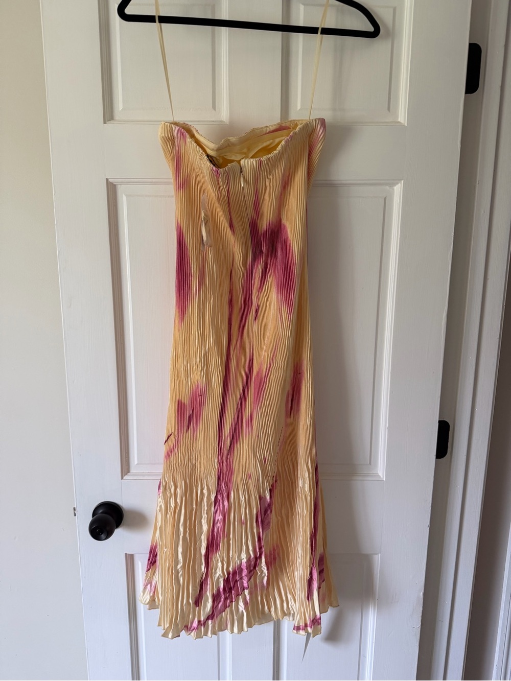 Abercrombie & Fitch Yellow and Pink Pleated Slip Dress